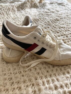 Gola for Jcrew white canvas Sneakers with Black & Navy Stripes